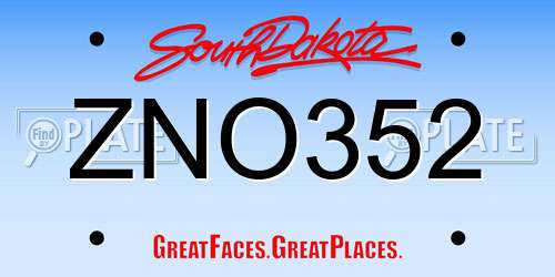 ZNO352 South Dakota License Plate