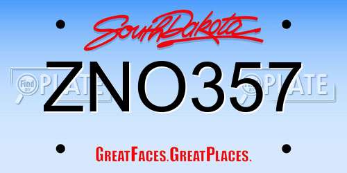 ZNO357 South Dakota License Plate