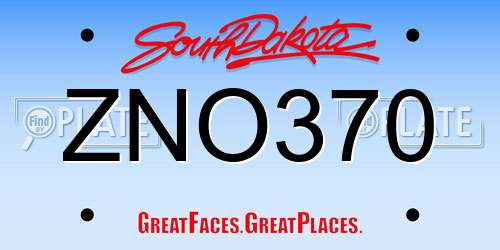ZNO370 South Dakota License Plate