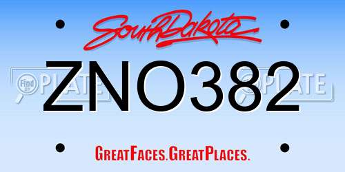 ZNO382 South Dakota License Plate