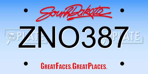 ZNO387 South Dakota License Plate
