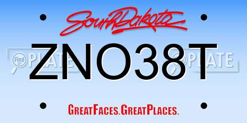 ZNO38T South Dakota License Plate