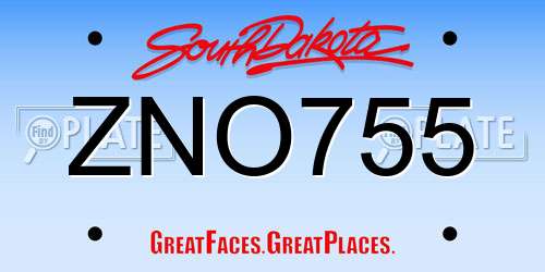 ZNO755 South Dakota License Plate