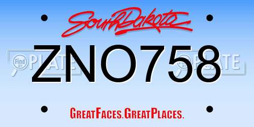 ZNO758 South Dakota License Plate