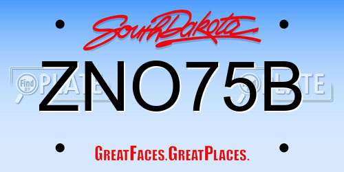 ZNO75B South Dakota License Plate