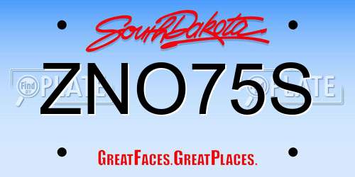 ZNO75S South Dakota License Plate