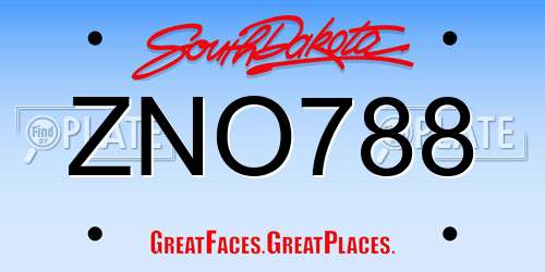 ZNO788 South Dakota License Plate