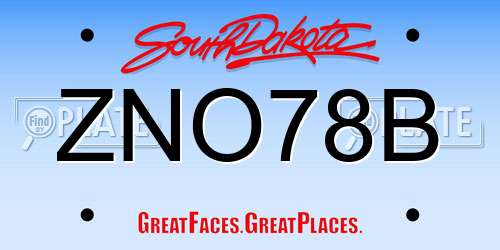 ZNO78B South Dakota License Plate