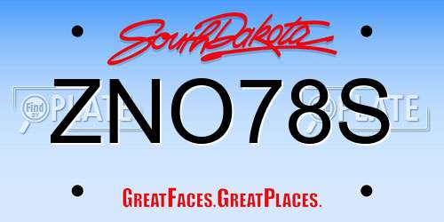 ZNO78S South Dakota License Plate