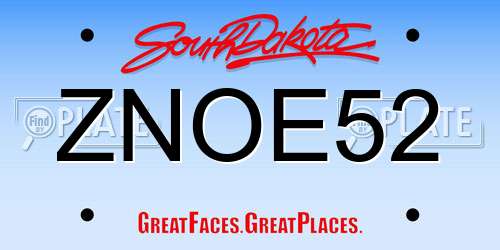 ZNOE52 South Dakota License Plate