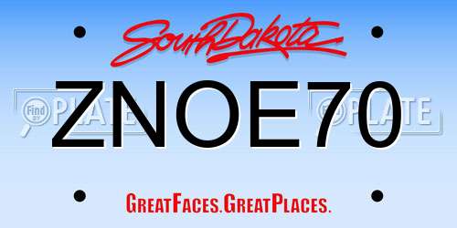 ZNOE70 South Dakota License Plate