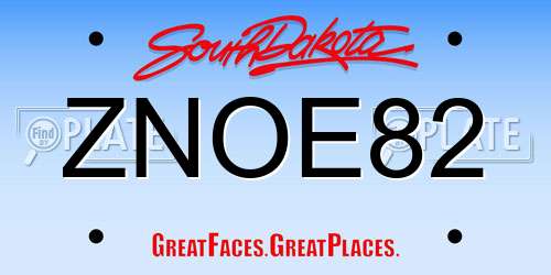 ZNOE82 South Dakota License Plate