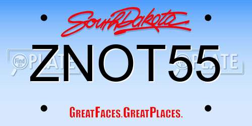 ZNOT55 South Dakota License Plate