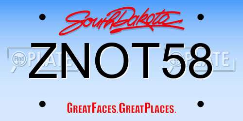 ZNOT58 South Dakota License Plate