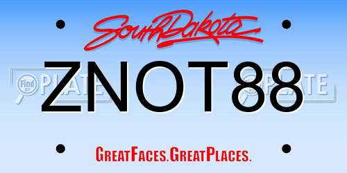 ZNOT88 South Dakota License Plate