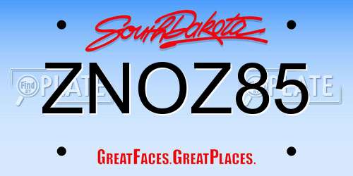ZNOZ85 South Dakota License Plate