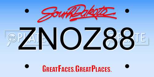 ZNOZ88 South Dakota License Plate