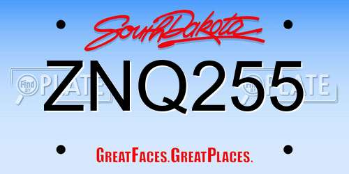 ZNQ255 South Dakota License Plate