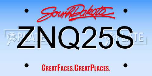 ZNQ25S South Dakota License Plate