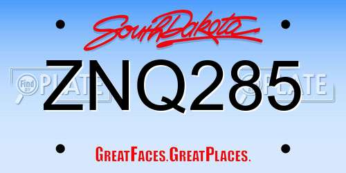 ZNQ285 South Dakota License Plate