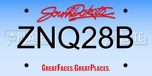 ZNQ28B South Dakota License Plate
