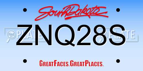 ZNQ28S South Dakota License Plate