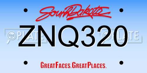 ZNQ320 South Dakota License Plate