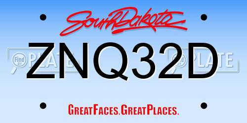 ZNQ32D South Dakota License Plate