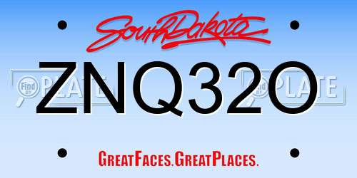 ZNQ32O South Dakota License Plate