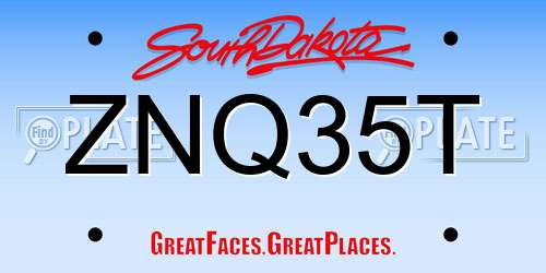 ZNQ35T South Dakota License Plate