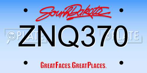 ZNQ370 South Dakota License Plate