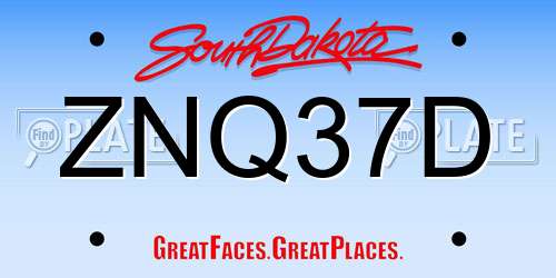 ZNQ37D South Dakota License Plate