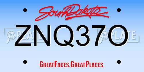 ZNQ37O South Dakota License Plate