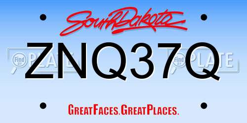 ZNQ37Q South Dakota License Plate