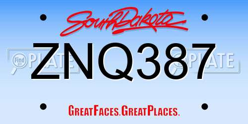 ZNQ387 South Dakota License Plate