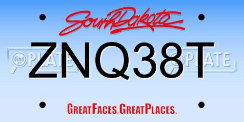 ZNQ38T South Dakota License Plate