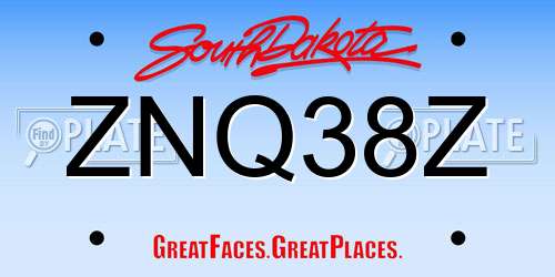 ZNQ38Z South Dakota License Plate