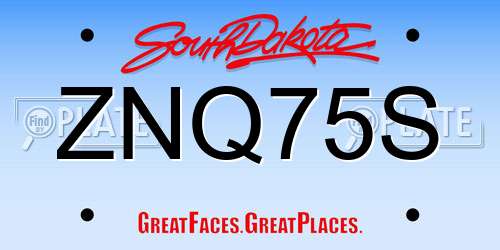 ZNQ75S South Dakota License Plate