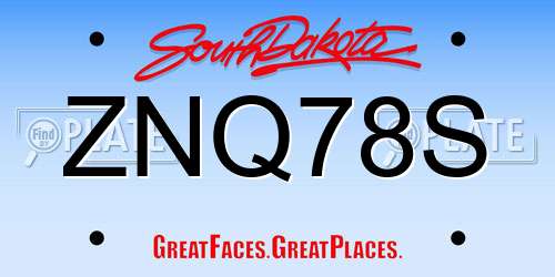 ZNQ78S South Dakota License Plate
