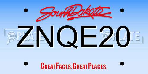 ZNQE20 South Dakota License Plate
