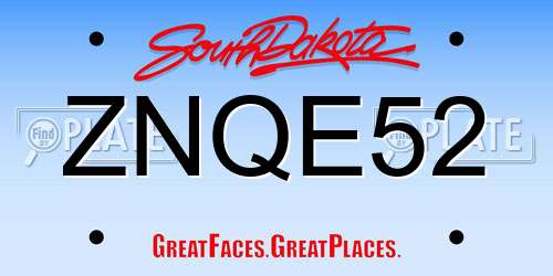 ZNQE52 South Dakota License Plate