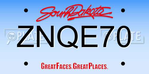 ZNQE70 South Dakota License Plate