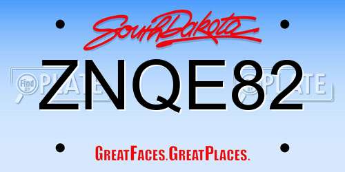 ZNQE82 South Dakota License Plate