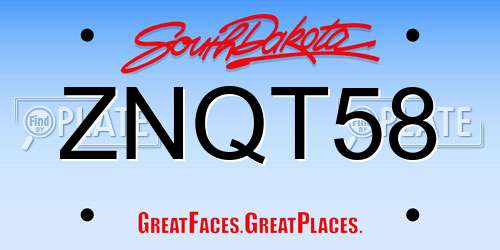 ZNQT58 South Dakota License Plate