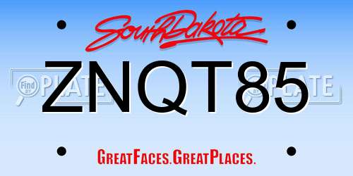 ZNQT85 South Dakota License Plate