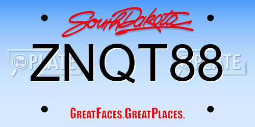 ZNQT88 South Dakota License Plate