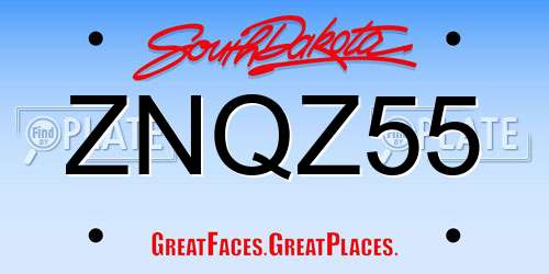 ZNQZ55 South Dakota License Plate