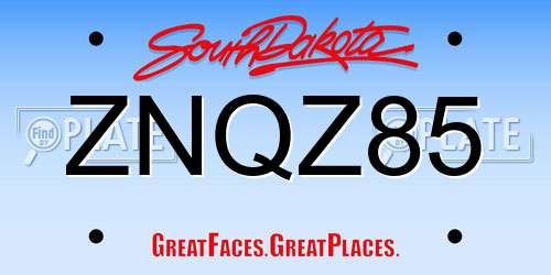 ZNQZ85 South Dakota License Plate