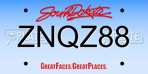 ZNQZ88 South Dakota License Plate