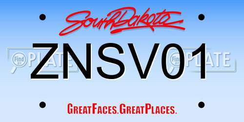 ZNSV01 South Dakota License Plate